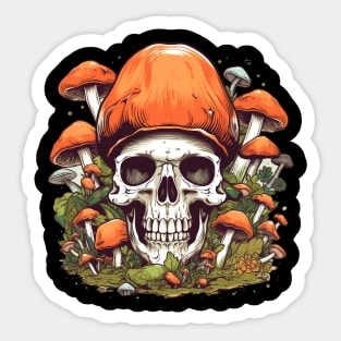 Psychedelic Intrigue Mushroom Skull Sticker